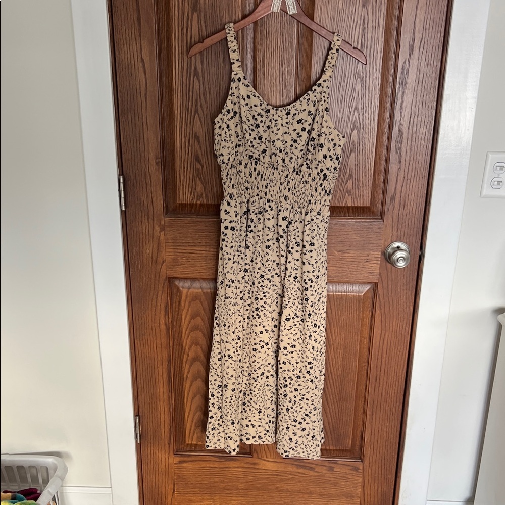 Elegant Tan and Black Spotted Dress